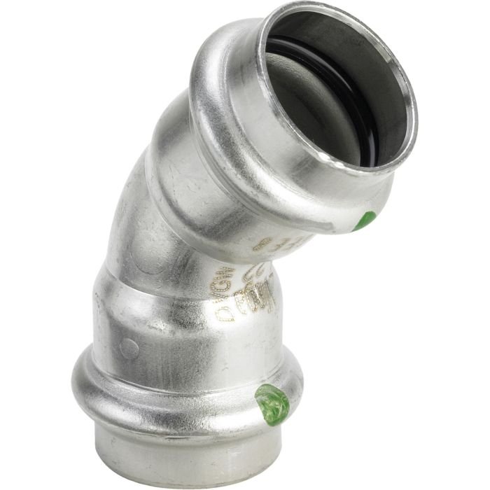 VIEGA Sanpress Inox მუხლი 45°, 22 mm, უჟანგავი ფოლადი, საპრესი შეერთება, Art. 435790