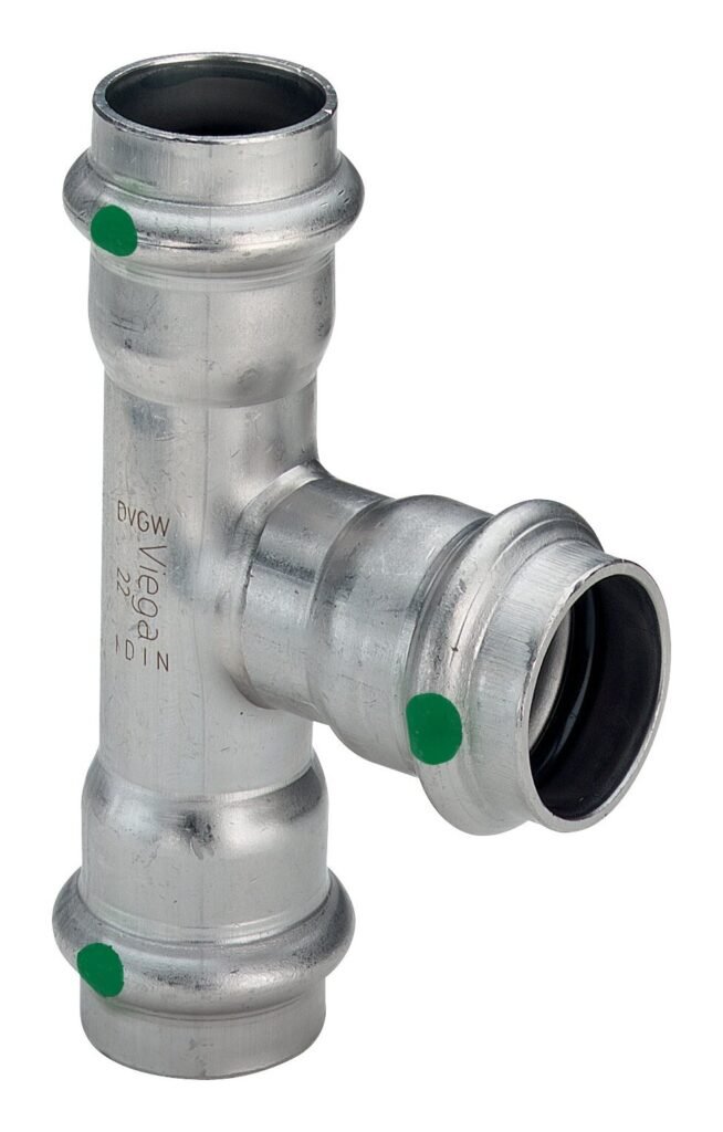 VIEGA Sanpress Inox სარედუქციო სამკაპი 28 x 22 x 28 mm, უჟანგავი ფოლადი, საპრესი, Art. 435974